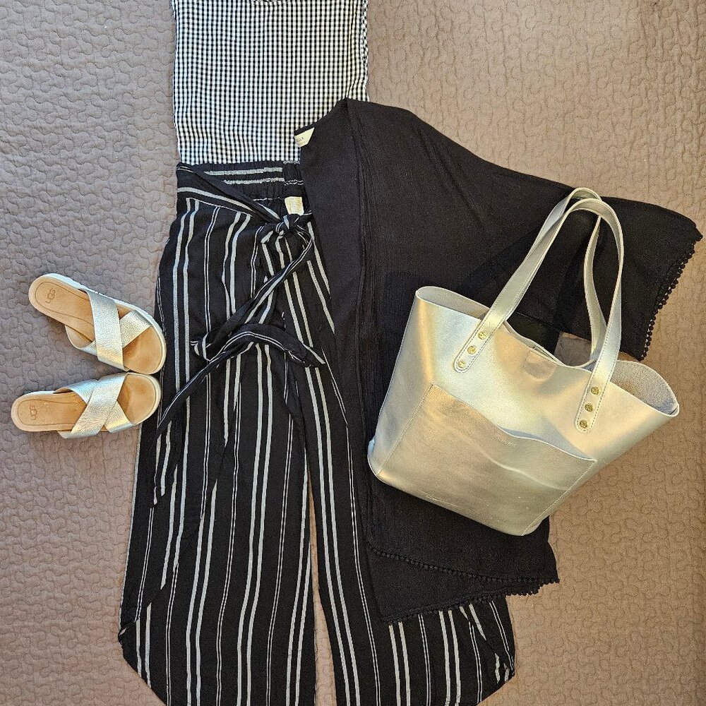 Popsugar Sleeveless Black And White Gingham Blouse